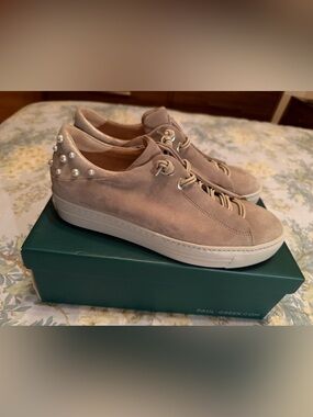 Pearl-Embellished Suede Platform Sneakers  Paul Green   New size US 7.5 ((UK 5)
